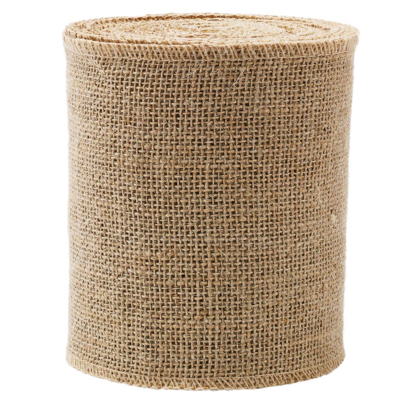 LaRibbons 6 Inch Burlap Wide Fabric Craft Ribbonï¼Œ10 Yard, Natural Brown Ribbon for Bow Crafting,Wreath-Making, Tree Decoration - Image 1